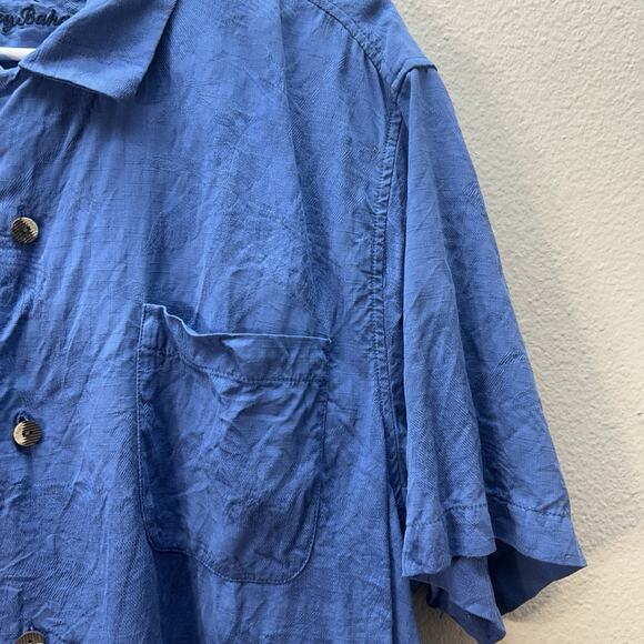Tommy Bahama 100% Silk Shirt Blue Button Up Travel Cruise Hawaiian Resort XL - Picture 2 of 7
